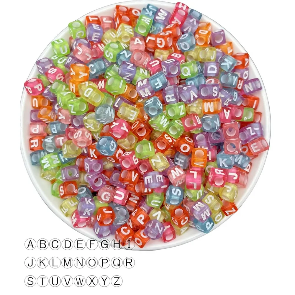 4x7mm Karışık Renkli Şeffaf Küp Akrilik Alfabe Harf Boncuk 50 Gr