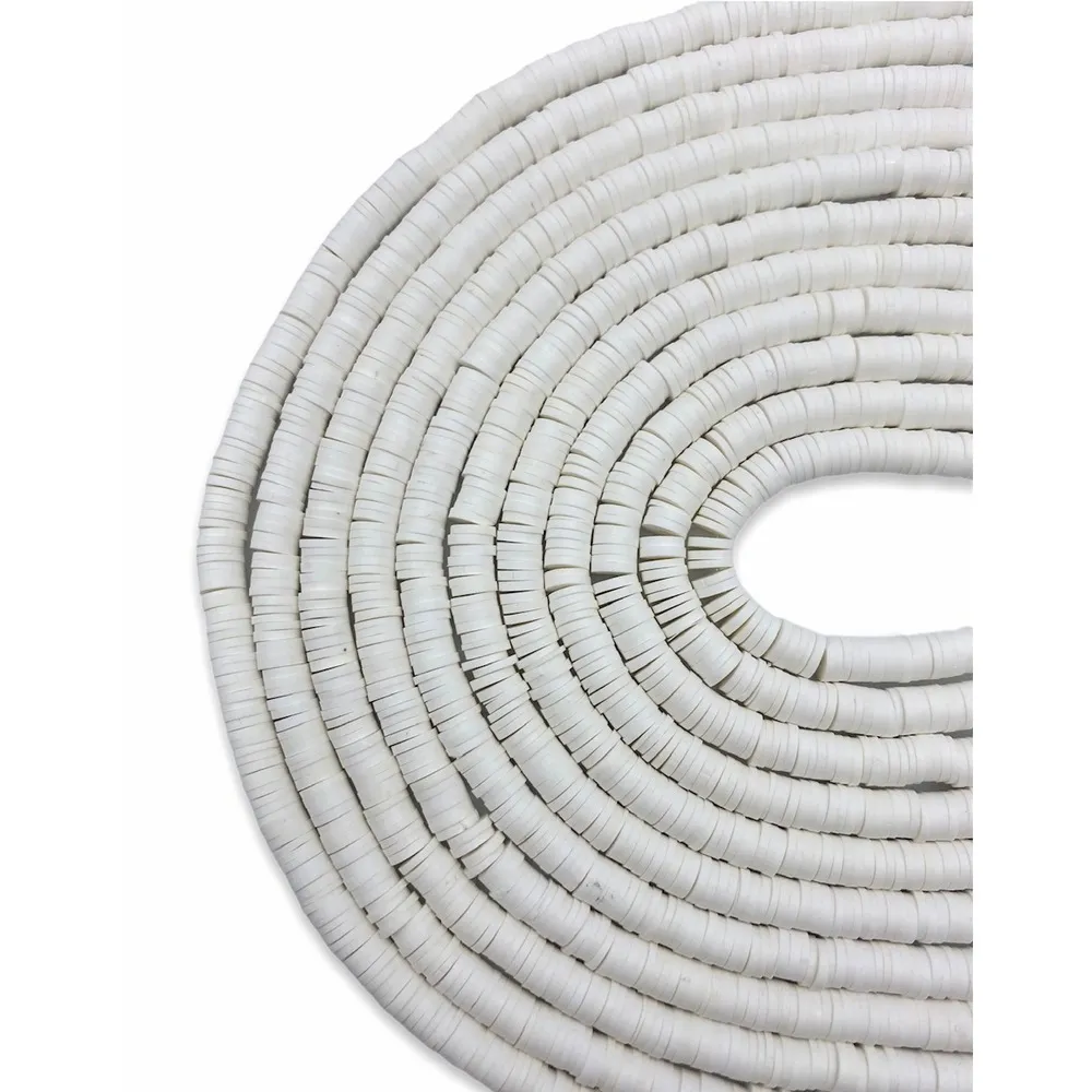 6mm Beyaz Renk Polimer Kil Fimo Boncuk Dizisi 40cm Hamur Boncuk Fimo Dizi