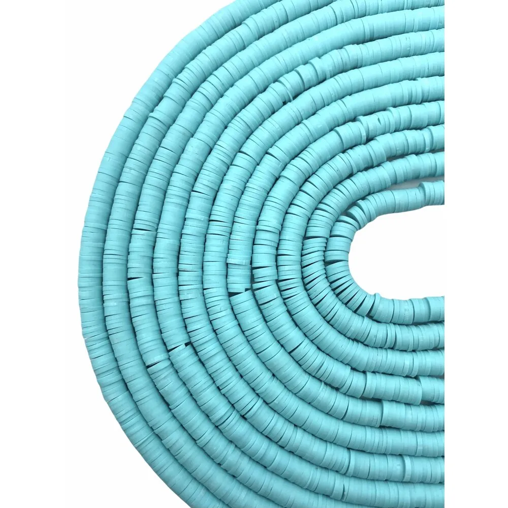 6mm Mavi Renk Polimer Kil Fimo Boncuk Dizisi 40cm Hamur Boncuk Fimo Dizi