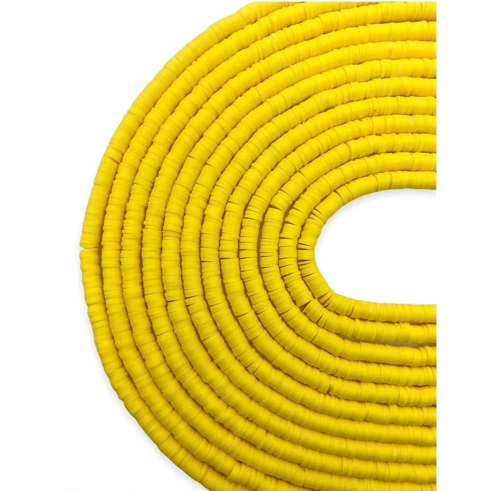6mm Sarı Renk Polimer Kil Fimo Boncuk Dizisi 40cm Hamur Boncuk Fimo Dizi