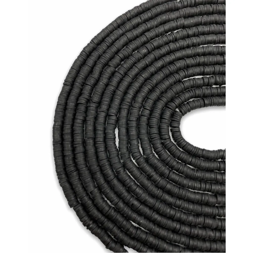 6mm Siyah Renk Polimer Kil Fimo Boncuk Dizisi 40cm Hamur Boncuk Fimo Dizi