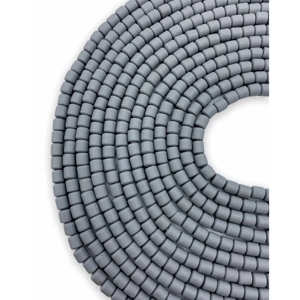 Gri Polimer Kil Lino Hamur Boncuk Dizisi 6x6mm Silindir 40cm Dizi Lino