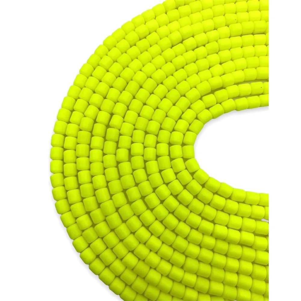 Neon Sarı Polimer Kil Lino Hamur Boncuk Dizisi 6x6mm Silindir 40cm Dizi Lino