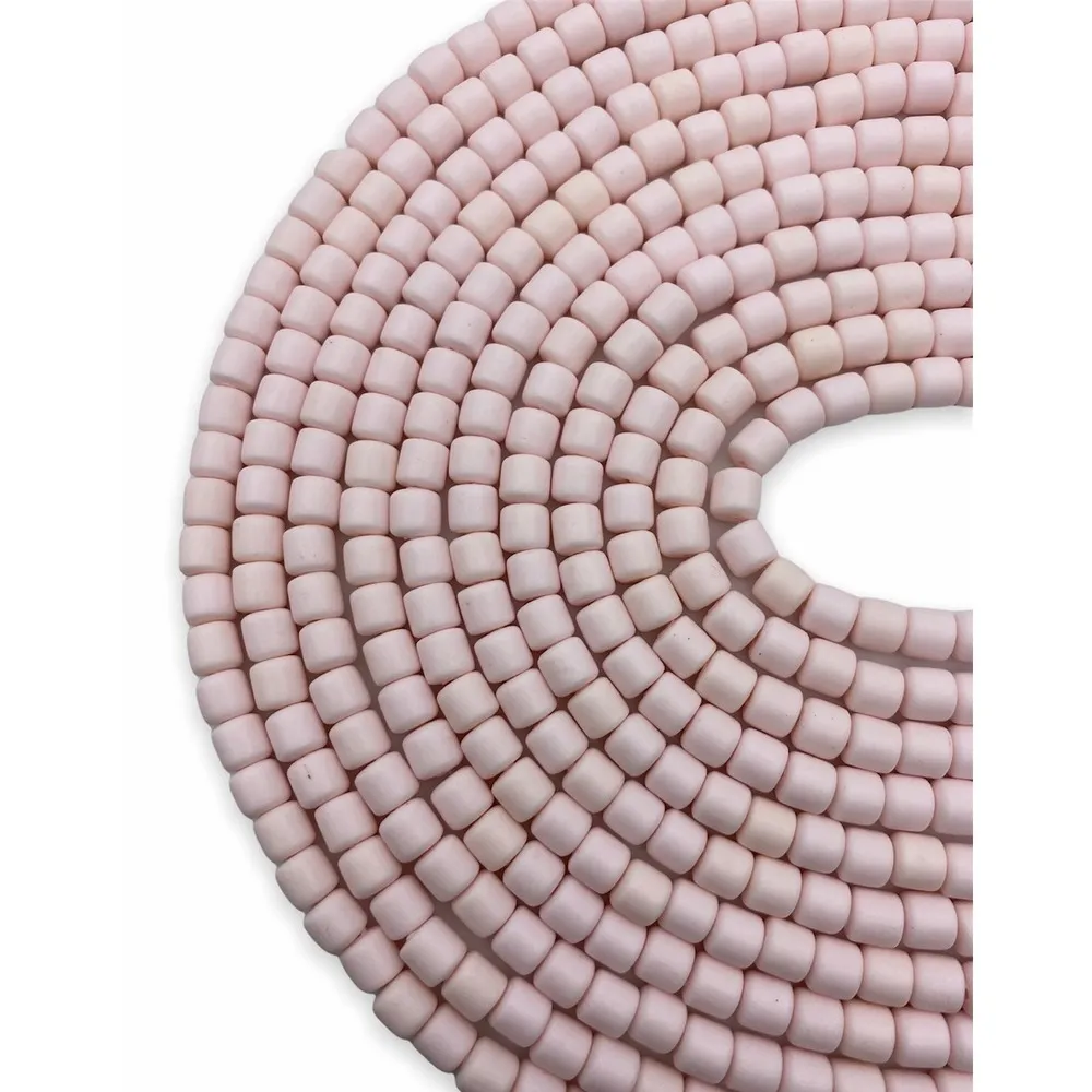 Toz Pembe Polimer Kil Lino Hamur Boncuk Dizisi 6x6mm Silindir 40cm Dizi Lino