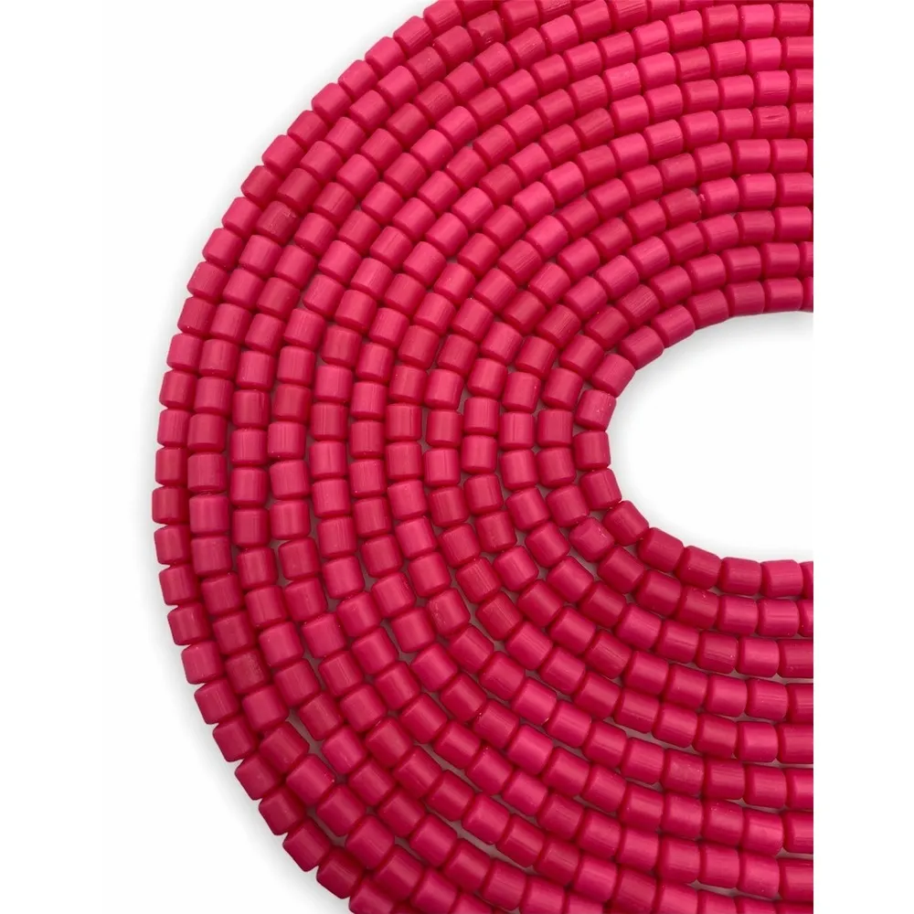 Vişne Koyu Pembe Polimer Kil Lino Hamur Boncuk Dizisi 6x6mm Silindir 40cm Dizi Lino